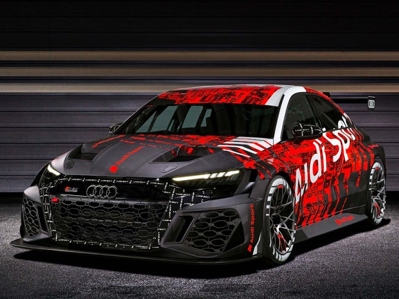A studio picture showing the Audi RS 3 LMS in 2021.