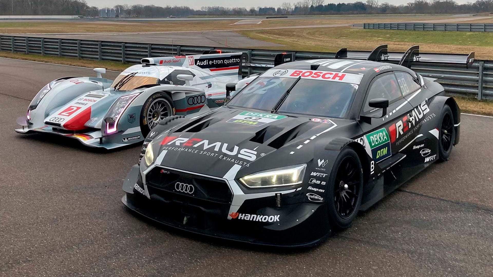 Audi R18 e-tron quattro y Audi RS 5 DTM de Audi Sport Racing Legends. 