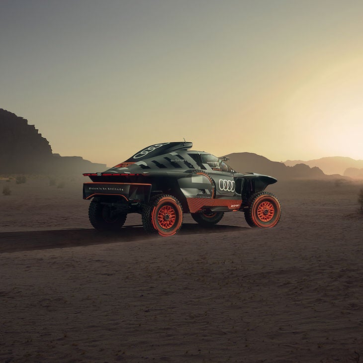 Angled rear view of the Audi RS Q e-tron E2.