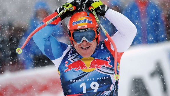 Didier Cuche bei einer Ski-Abfahrt 