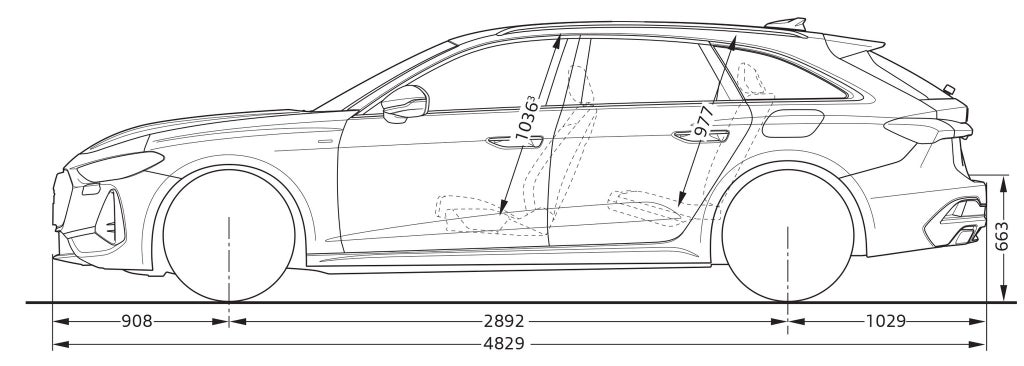Mått från sidan A6 Avant e-hybrid