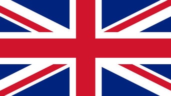 Flag of the United Kingdom with a red cross and diagonal white and red stripes on a blue background.