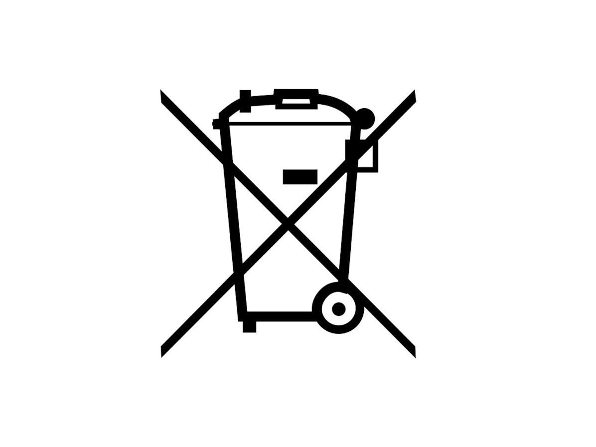 Piktogramma ar pārsvītrotu atkritumu tvertni