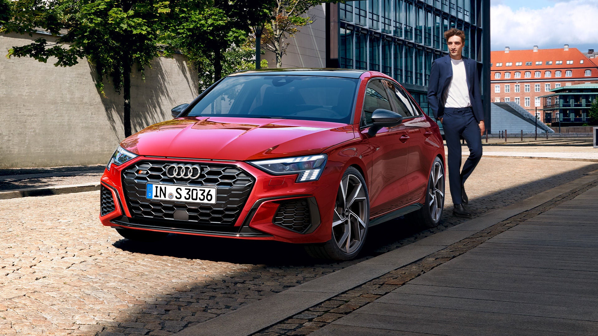 S3 Sedan front view with model