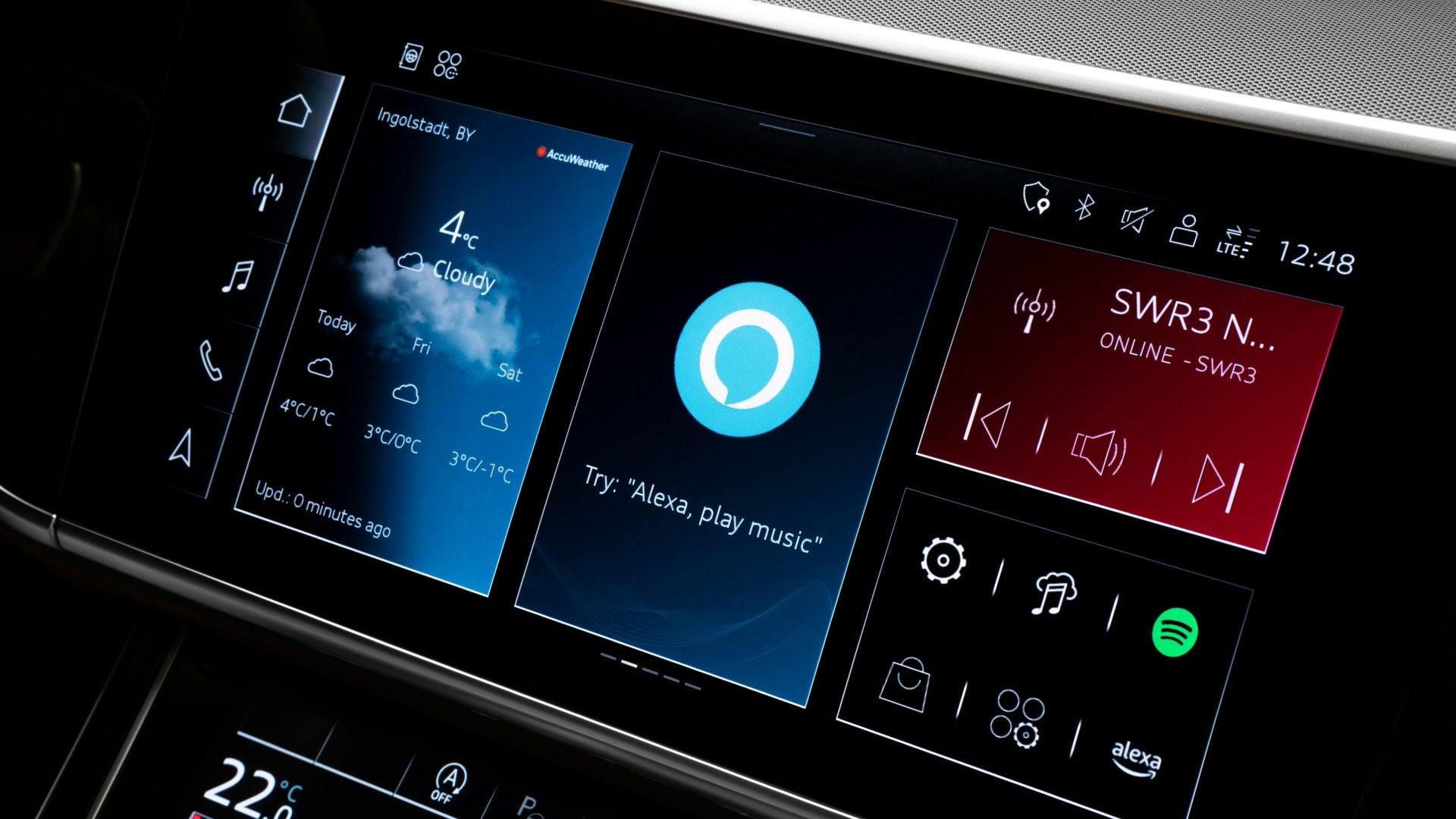 Close-up of a display inside a car.