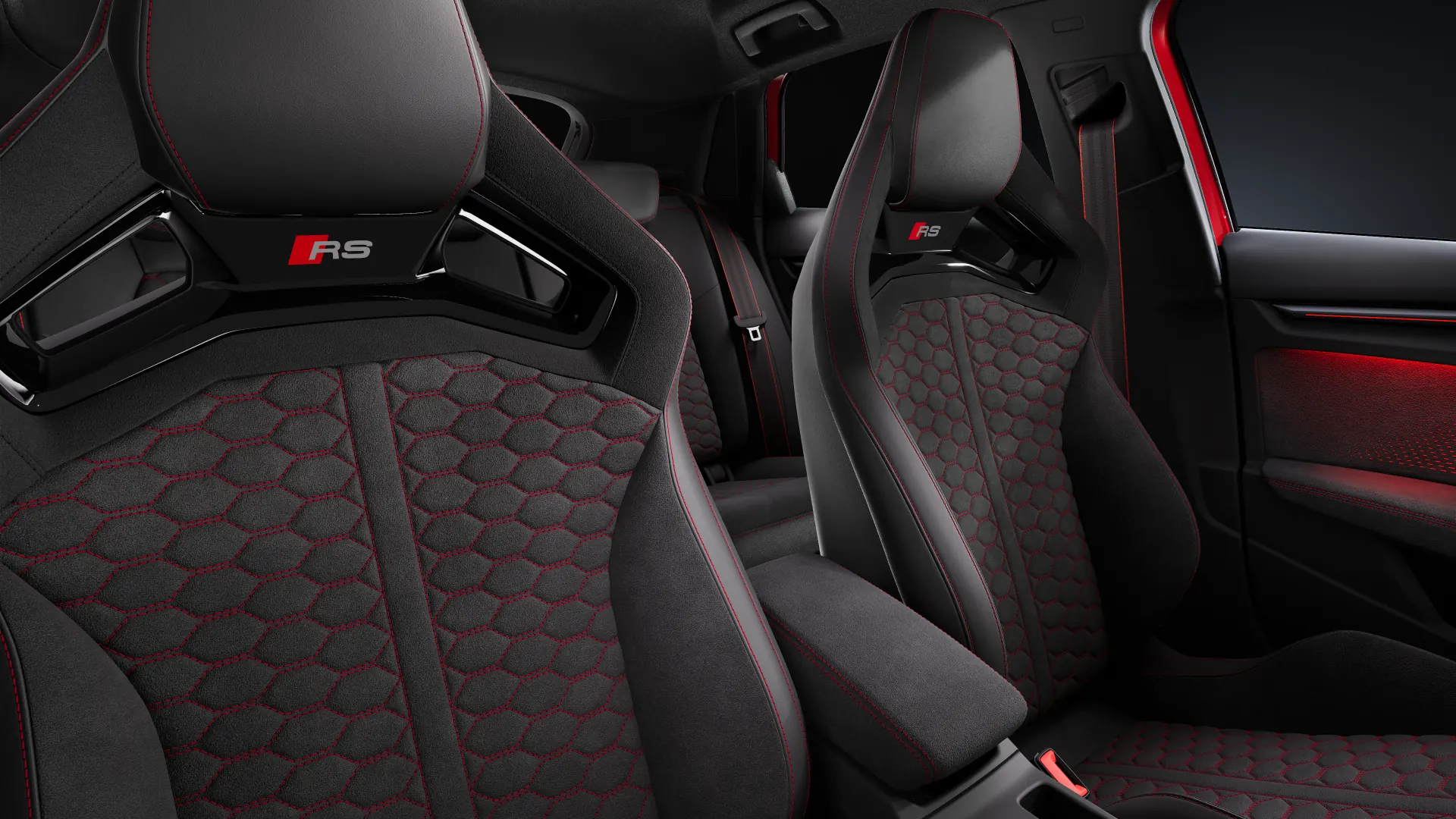 Audi RS 3 sport seats in black with nappa leather and RS embossing