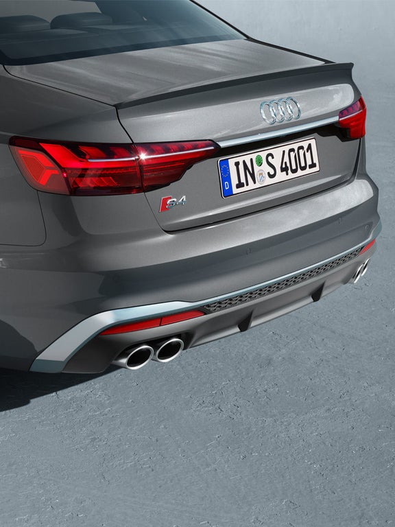 Audi S4 sedan side rear view