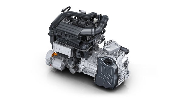 Foto de los elementos de control del vano motor de vehículos híbridos enchufables de Audi. 