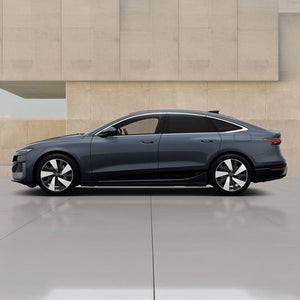 Left side of a charcoal A6 Sportback e-tron Audi vehicle