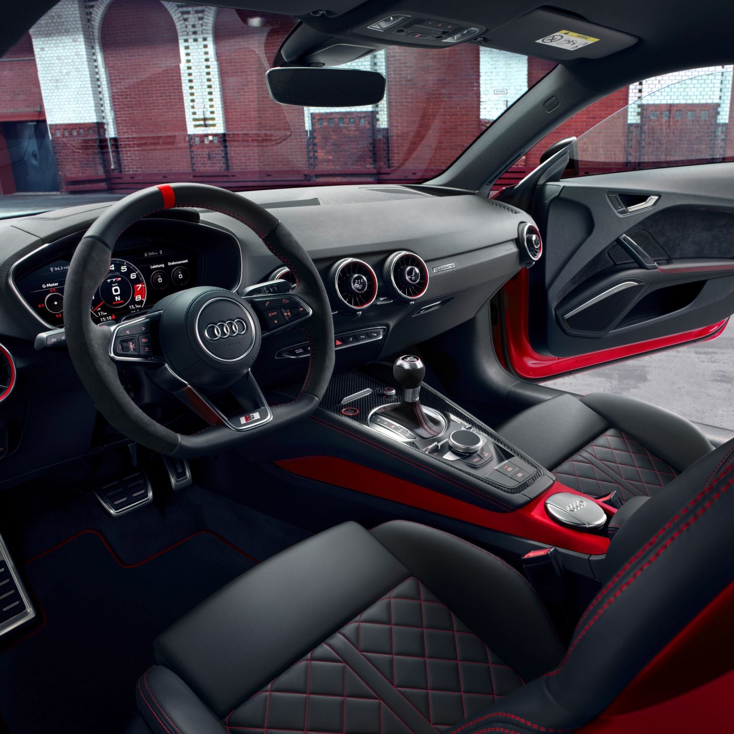 Interior view of Red Audi TTS.