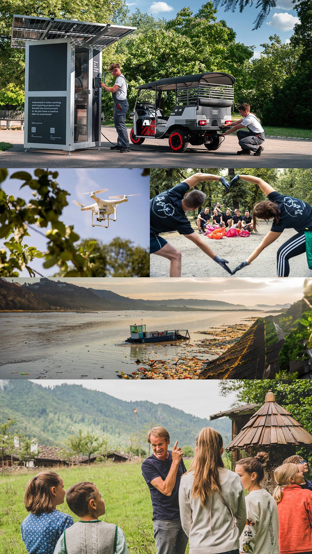 Collage of impressions from the Audi Environmental Foundation