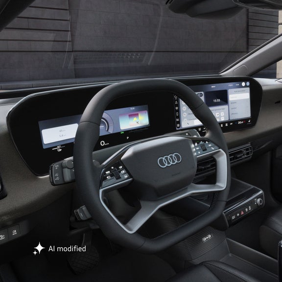 Volante y pantallas del Audi A2 e-tron.  