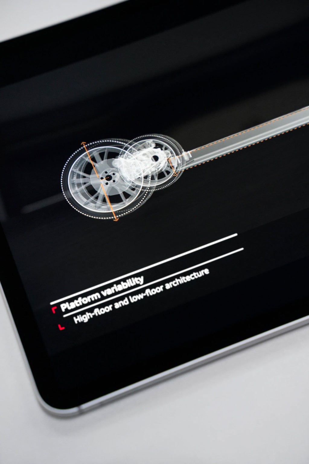 Technical visualisation of the vehicle height on a screen.