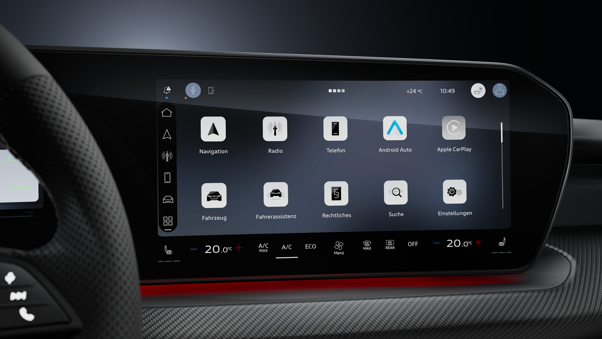 Nahaufnahme des MMI touch displays.