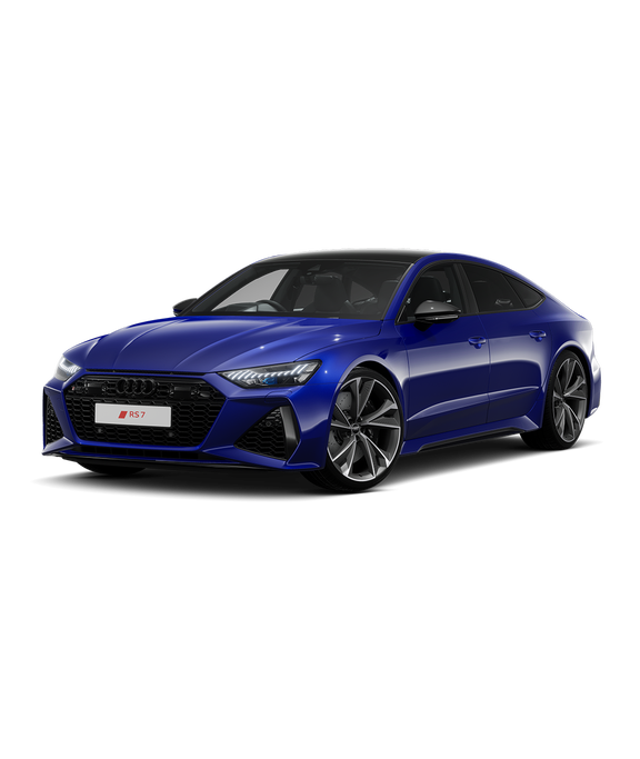 Blue Audi RS7 Sportback carbon vorsprung trim on a transparent background.