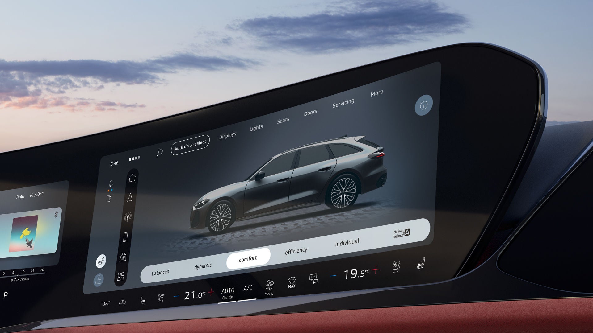 Close-up of the MMI touch display.
