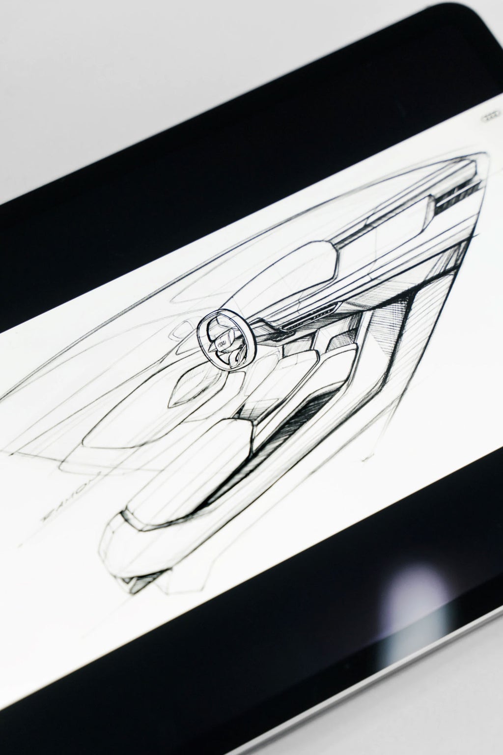 Drawing of the interior of the Audi Q6 e-tron.