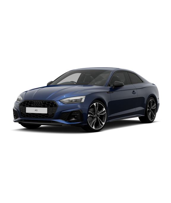 Blue A5 coupe black edition trim car on a transparent background.