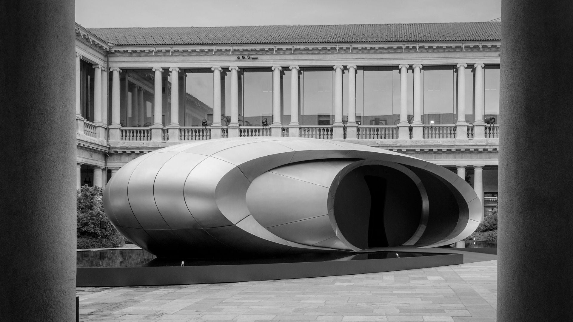 Audi’s installation “Origin” in the courtyard of the former Archiepiscopal Seminary in Milan