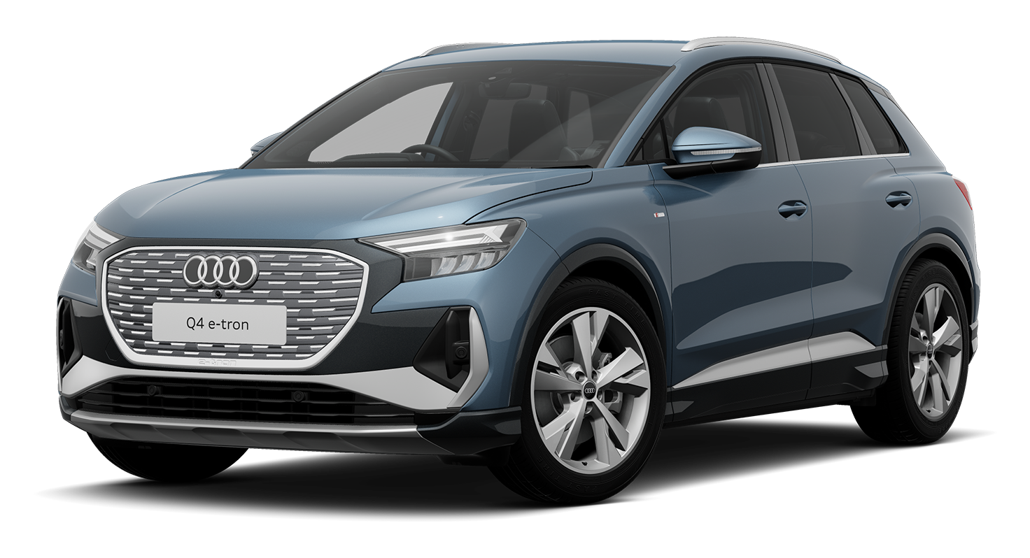 Light blue Audi Q4 e-tron S line 45 render