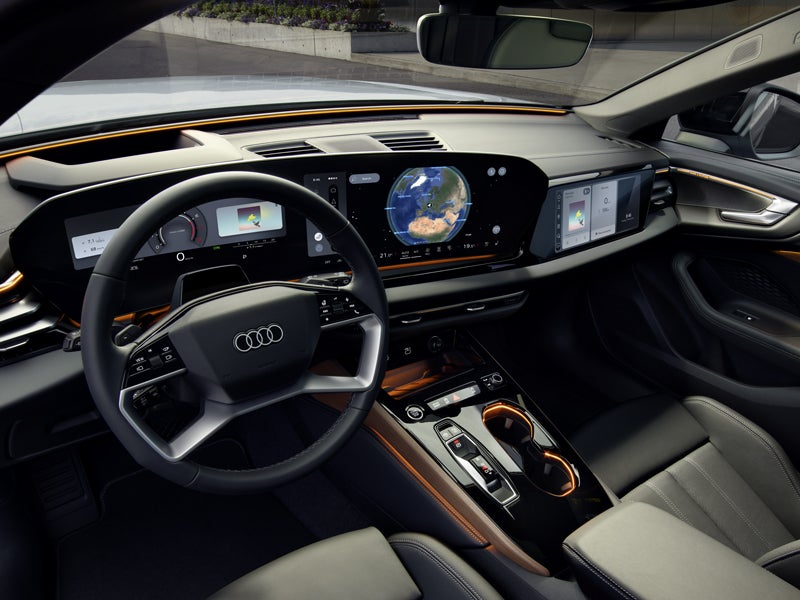 Vy över förarhytten i A5 Avant från förarens perspektiv.