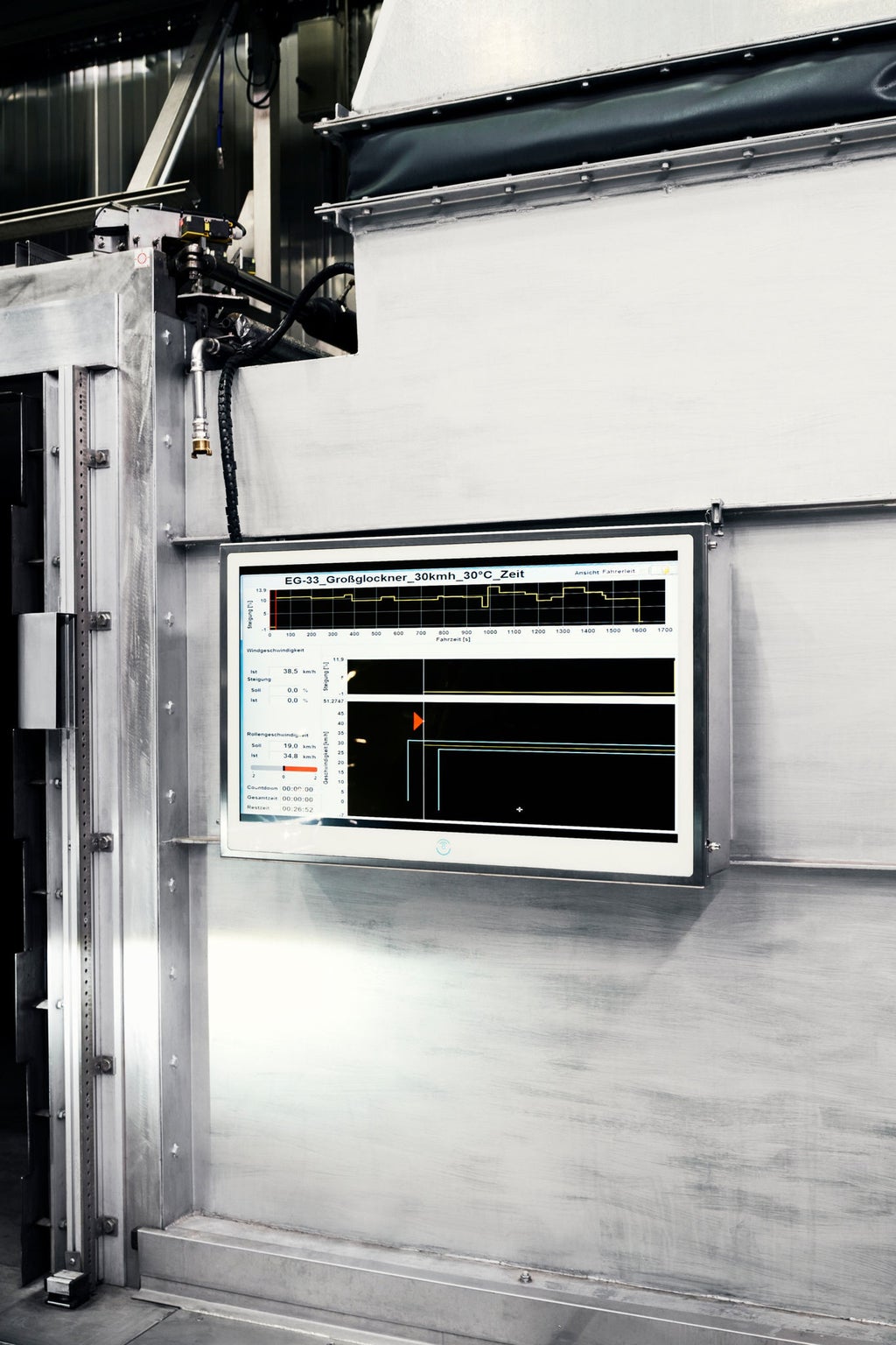 Bildschirm mit Streckenprofil.