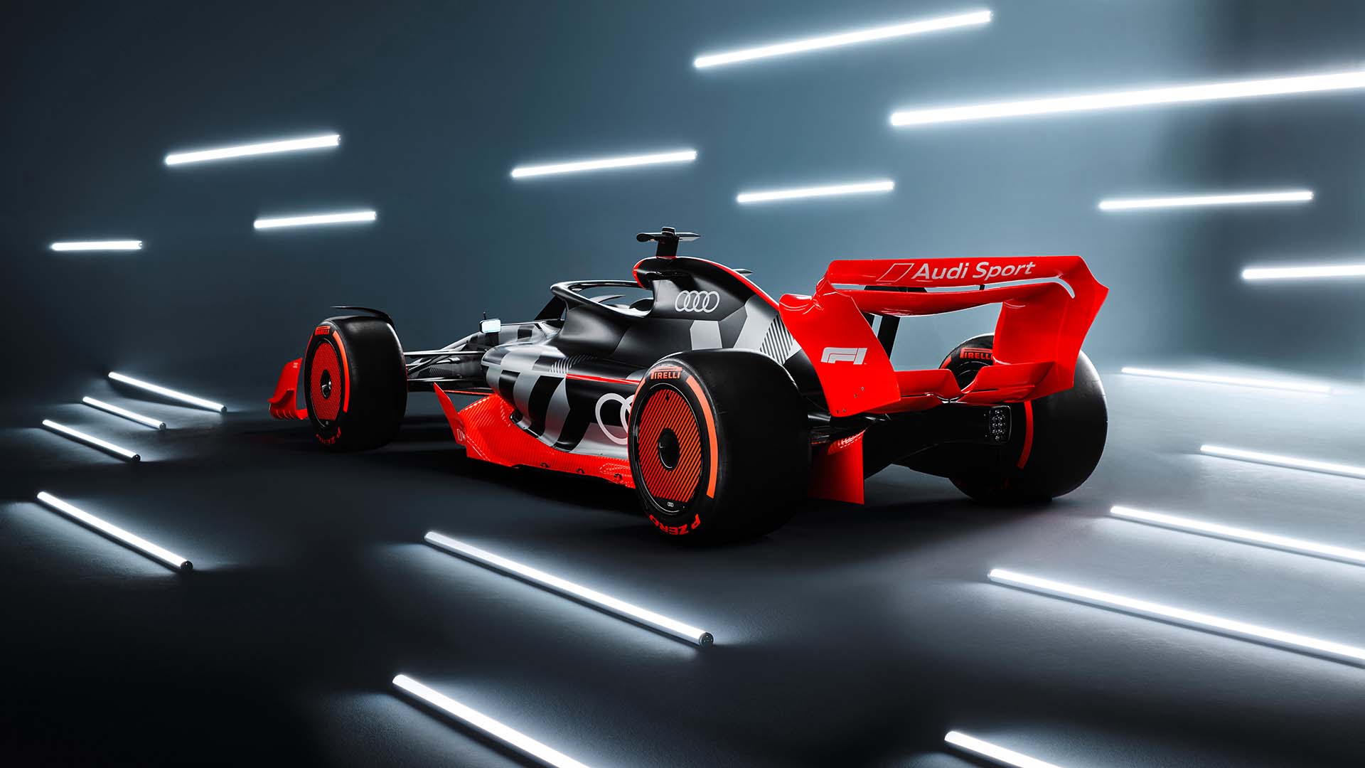 Das Foto zeigt das Formel-1-Showcar mit der Audi Launch Livery.