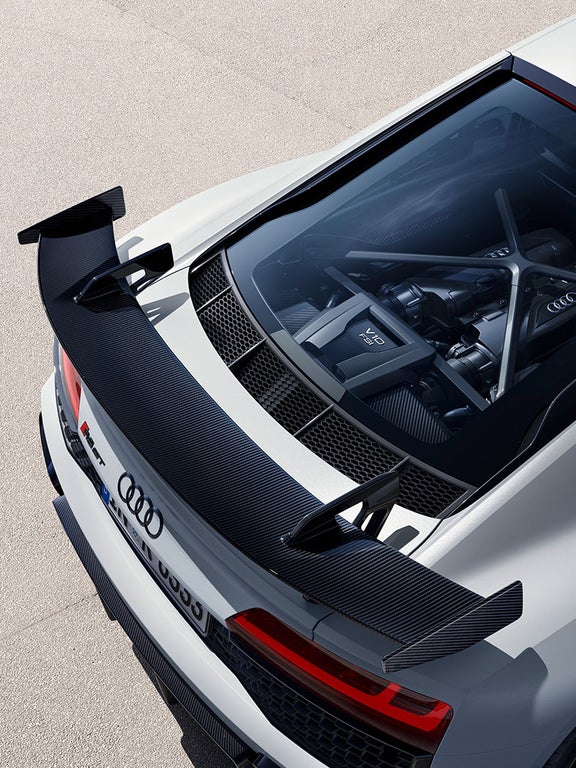 Close-up of the rear of the Audi R8 GT.