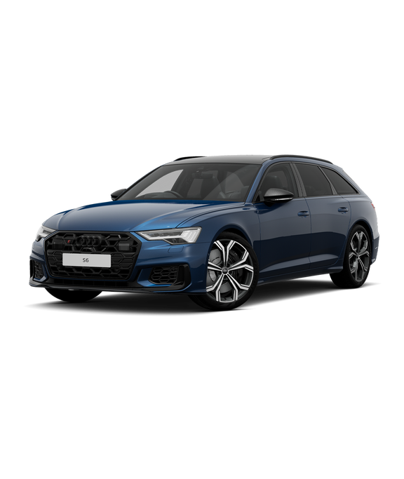 A blue Audi S6 Avant vorsprung trim on a transparent background.