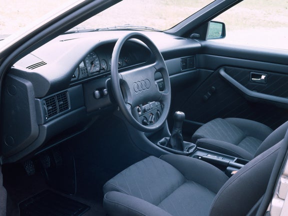 Photo of the cockpit of an Audi 100 quattro Sport