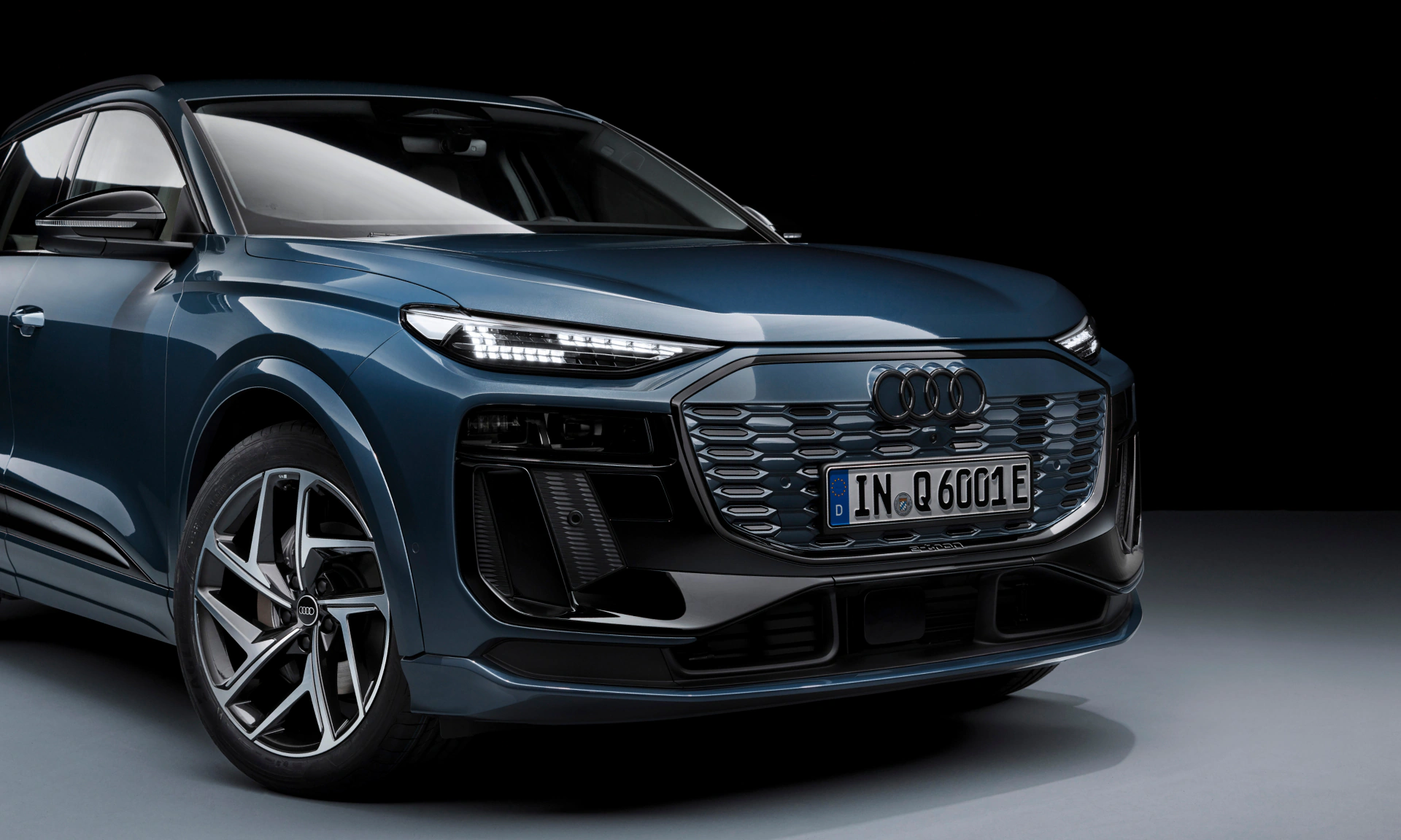 Audi rings on the front of a vehicle