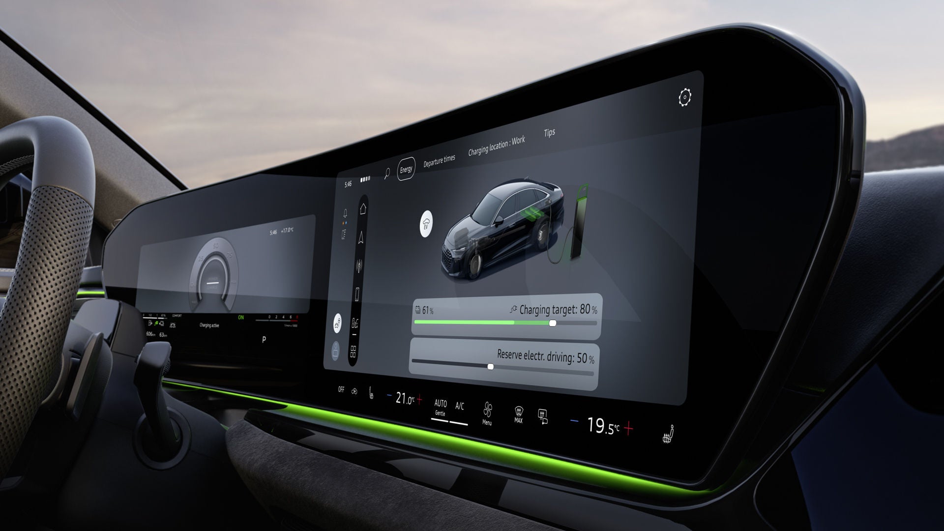 Foto del sistema MMI touch del Audi A6 e-hybrid. 