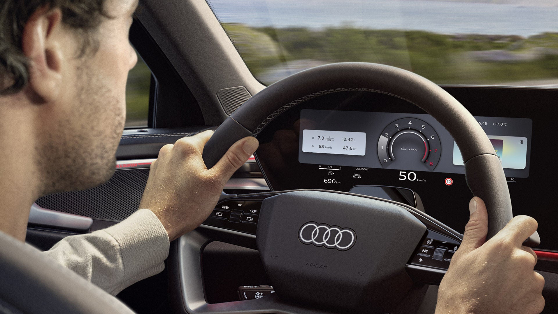 Foto del Audi virtual cockpit plus del Audi A6. 