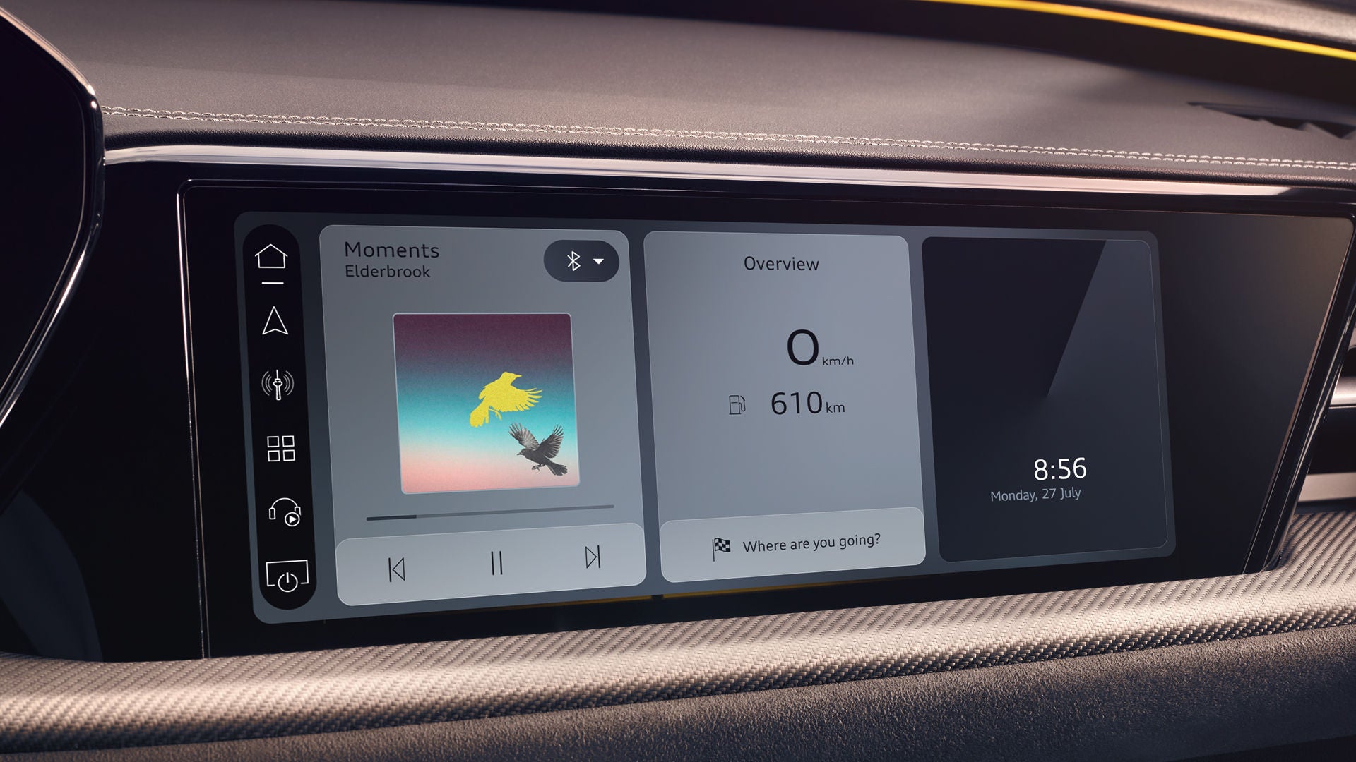 Close-up van het MMI-display voor de passagier in de Audi Q5 Sportback.