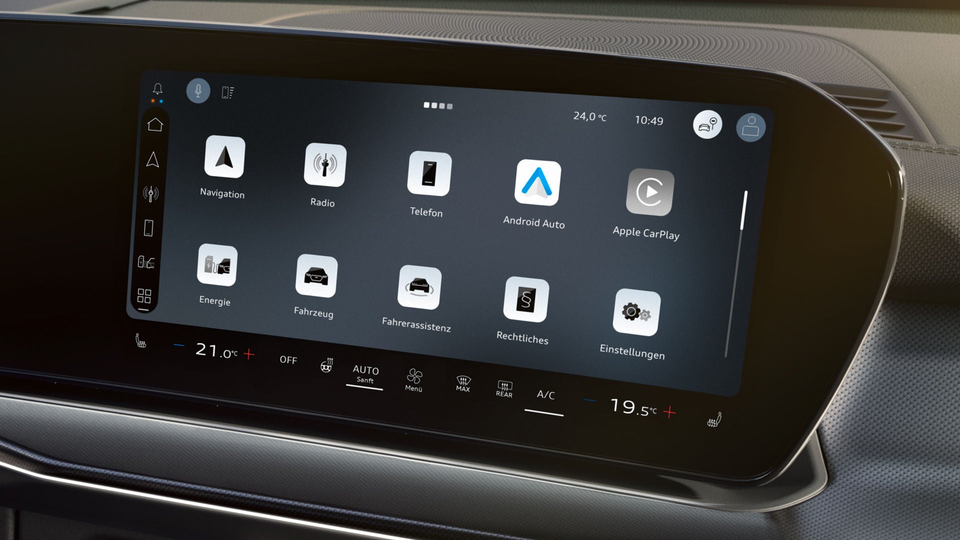 Blick auf das MMI touch-Display des Q3 SUV e-hybrid.