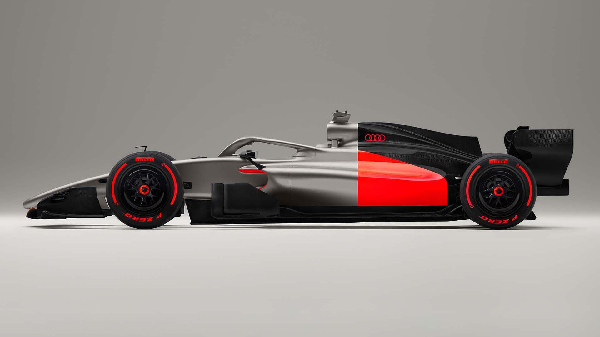 A picture showing the Formula 1 showcar with the Audi launch livery.