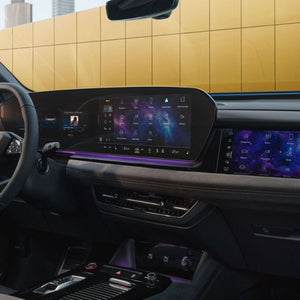 Interior of an Audi car with space light theme