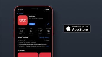 the iOS store on an iPhone displaying the the myAudi app information