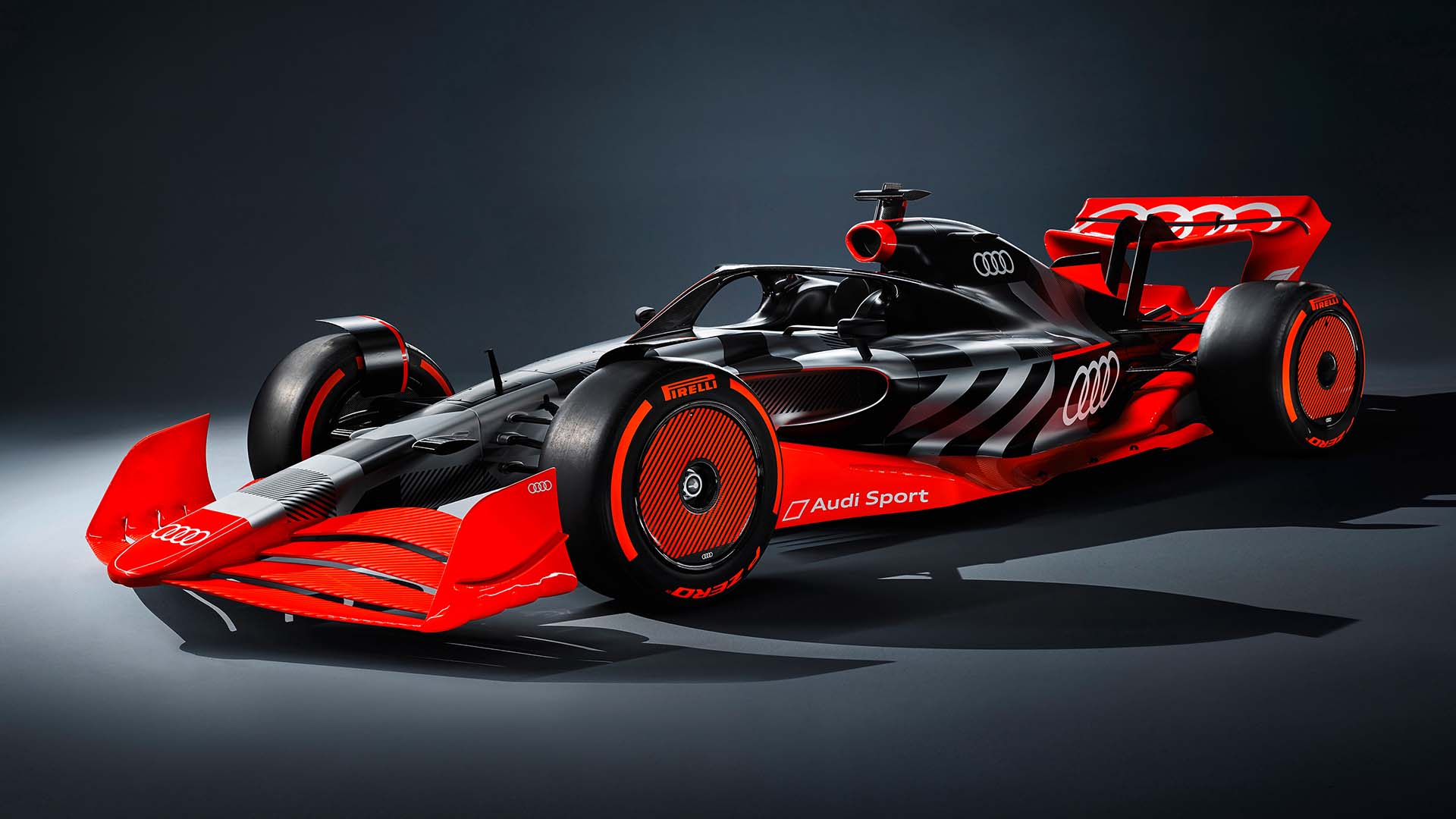 A picture showing the Formula 1 showcar with the Audi launch livery.
