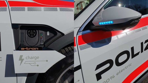 Audi Polizei-Auto Nahaufnahme nachgerüstete Ausrüstung