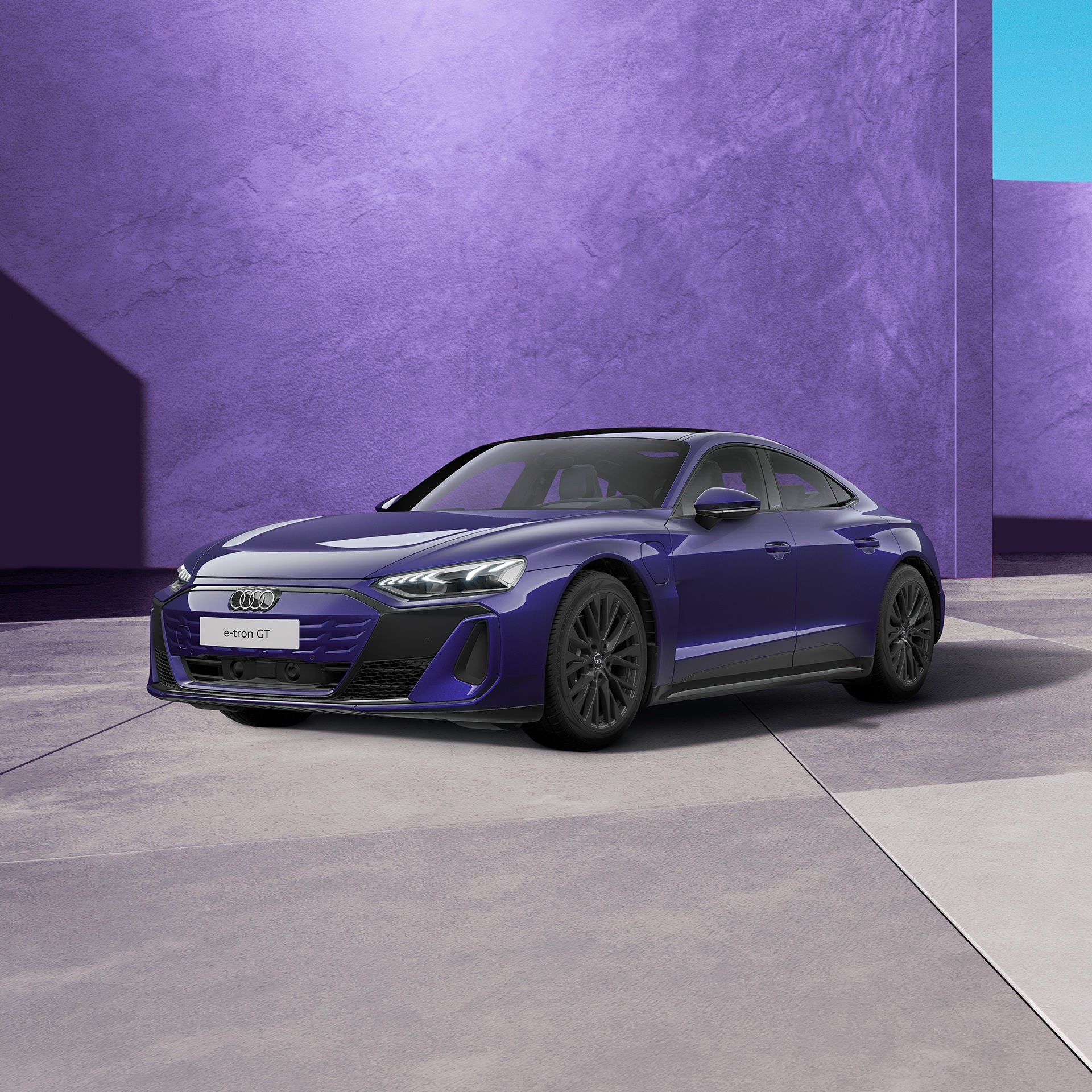 3/4 Ansicht eines blauen GT