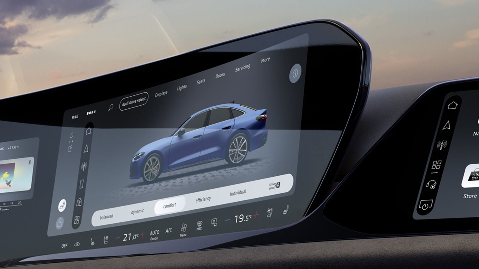 Close-up of the MMI touch display.