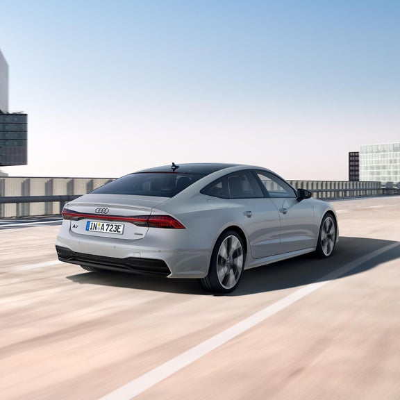 Rear view of an Audi S7 Sportback in competition edition