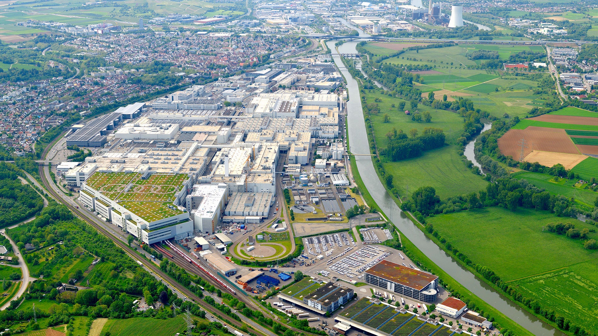 A bird's-eye view of the Audi plant in Neckarsulm.