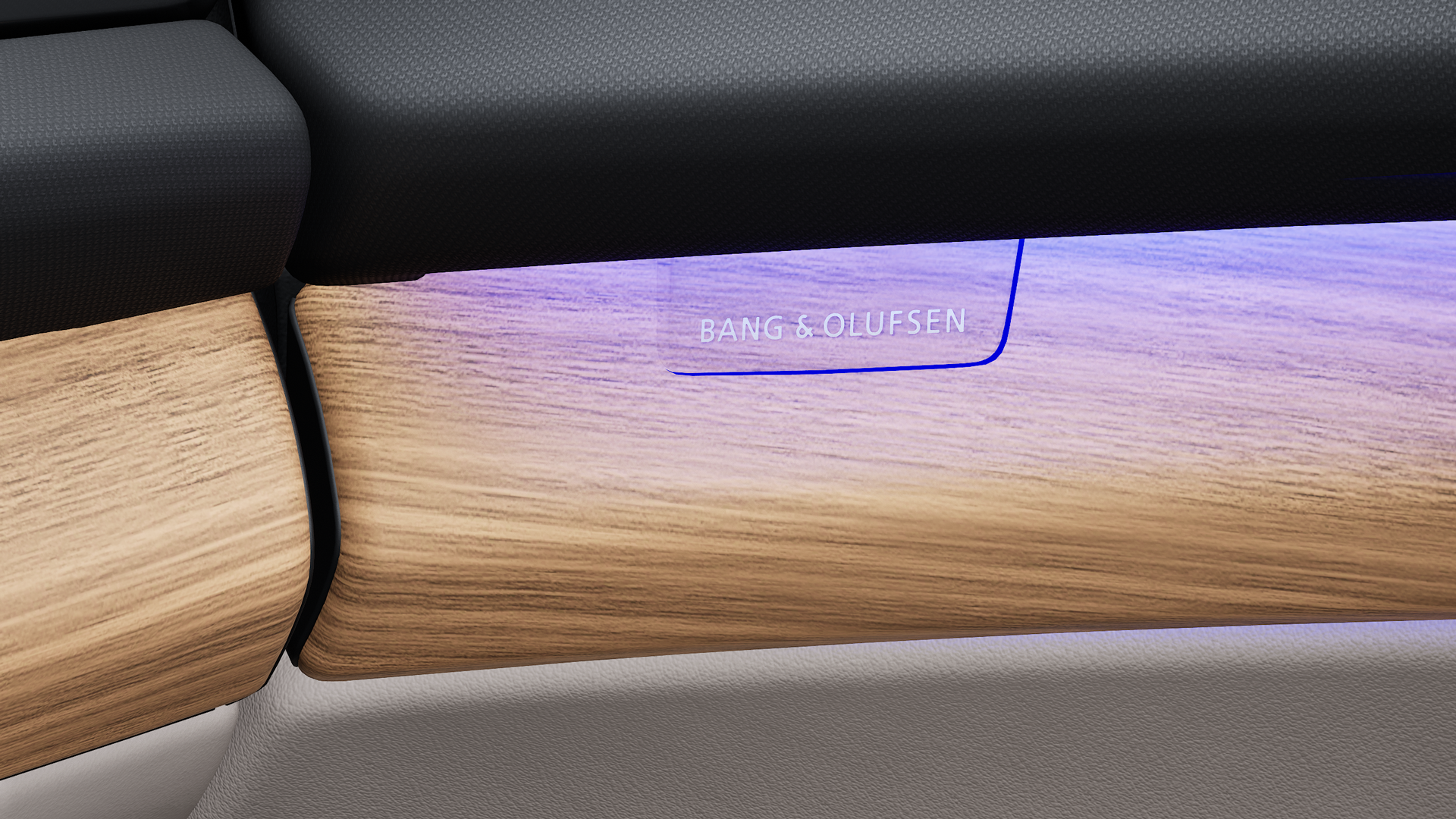 Gros plan sur un haut-parleur du système audio haut de gamme Bang & Olufsen.