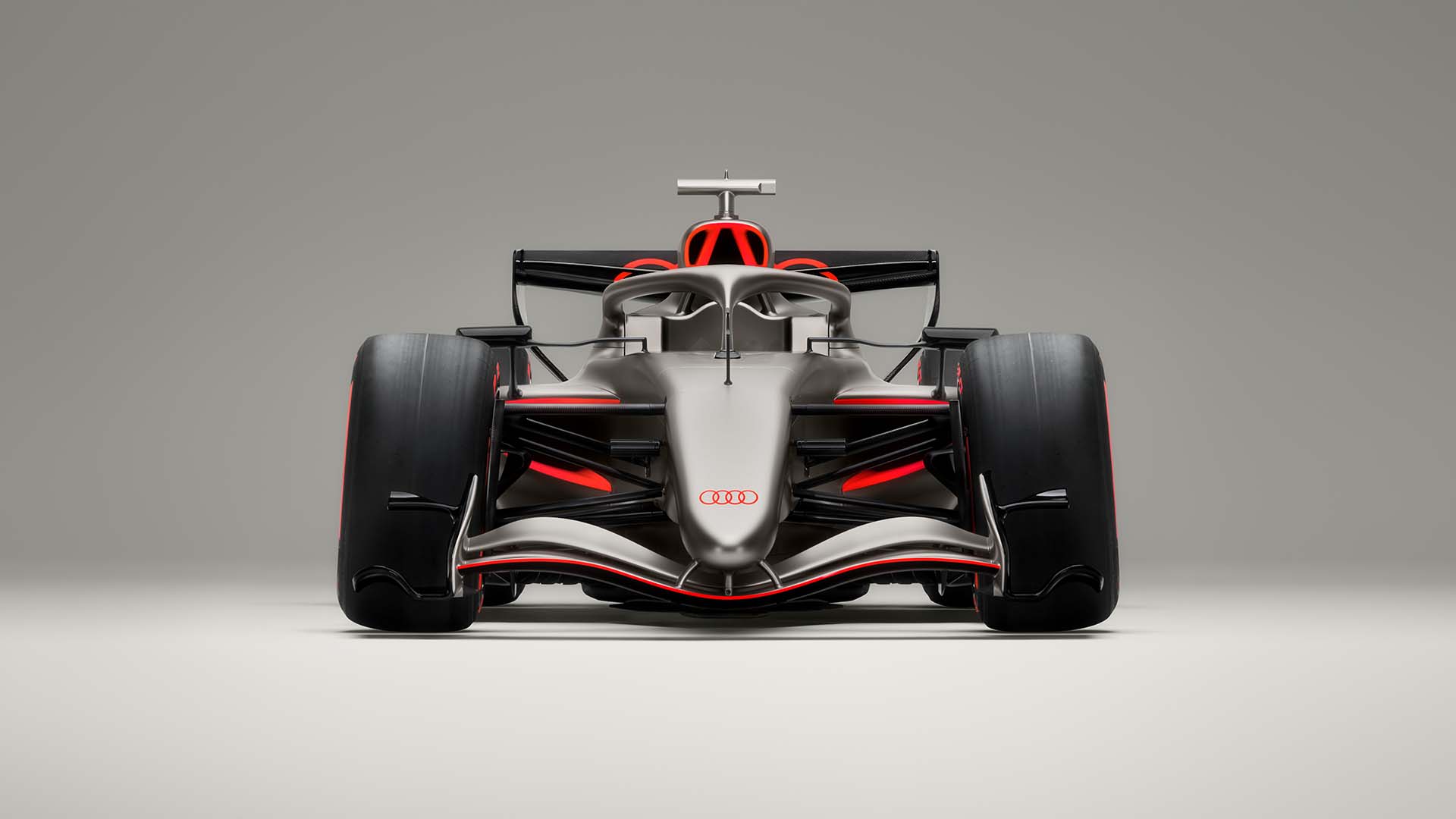 A picture showing the Formula 1 showcar with the Audi launch livery.