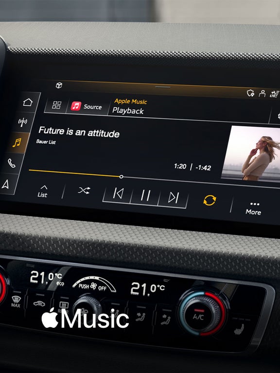 Foto del servicio Apple Music integrando en un Audi A1 allstreet. 