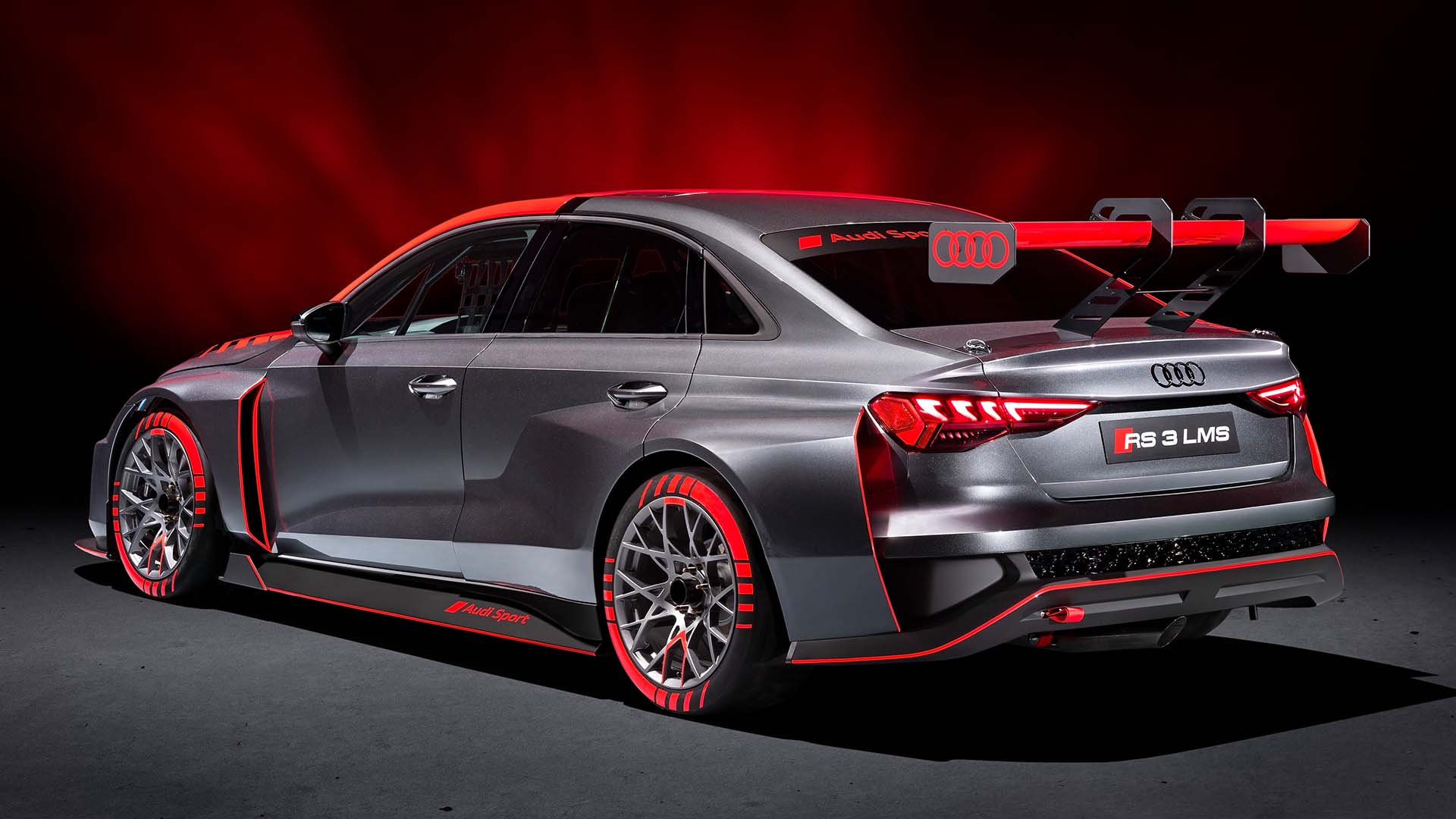 A picture showing the Audi RS 3 LMS race car on display.