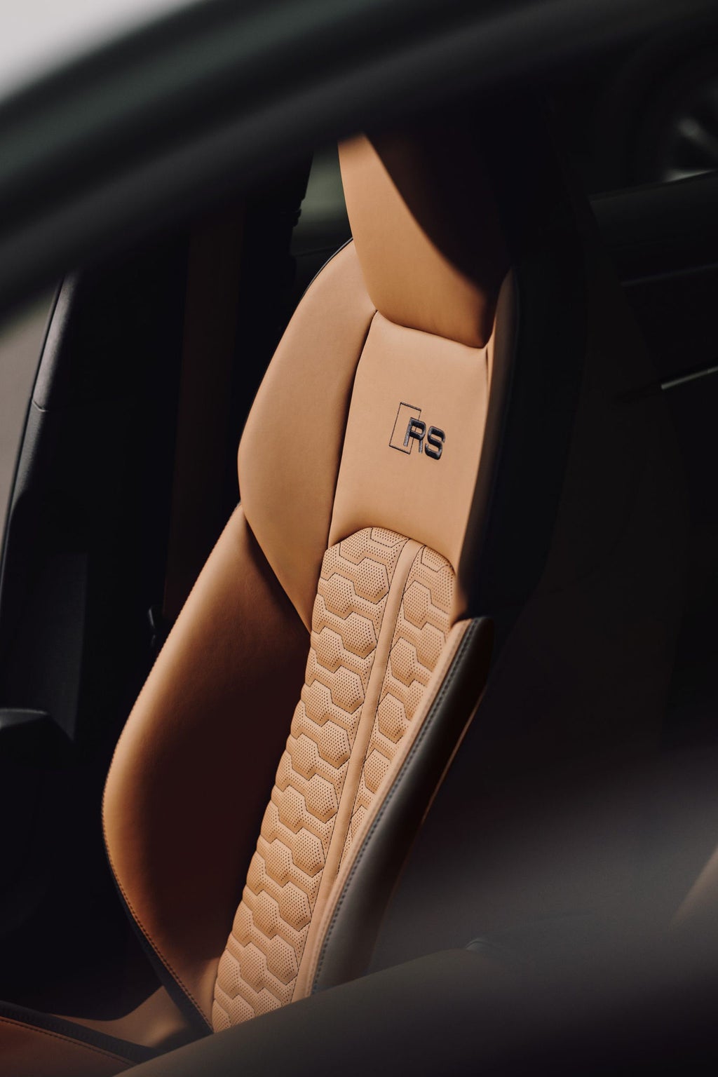 Audi seat with leather upholstery.