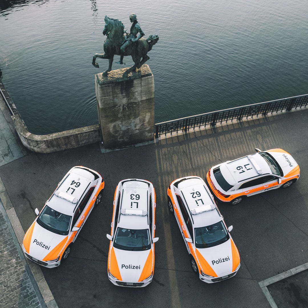 Audi Polizei Luftaufnahme